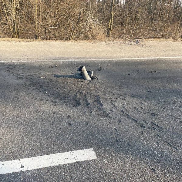 A photo of shelling in the road, taken by Sergey